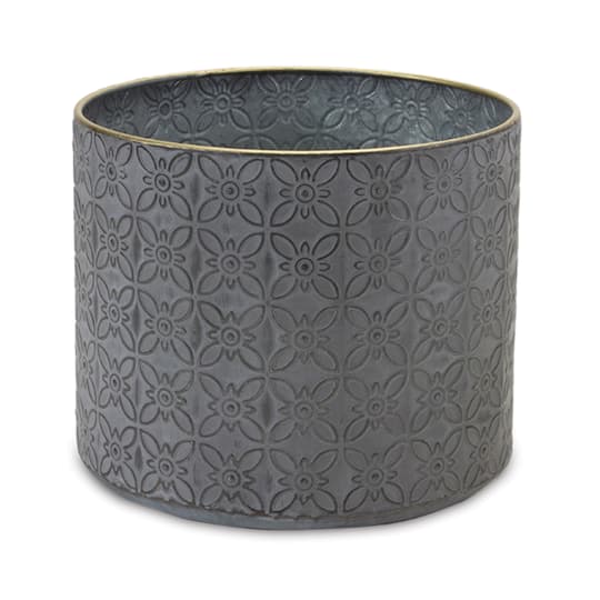Ornate Geometric Metal Planters Set